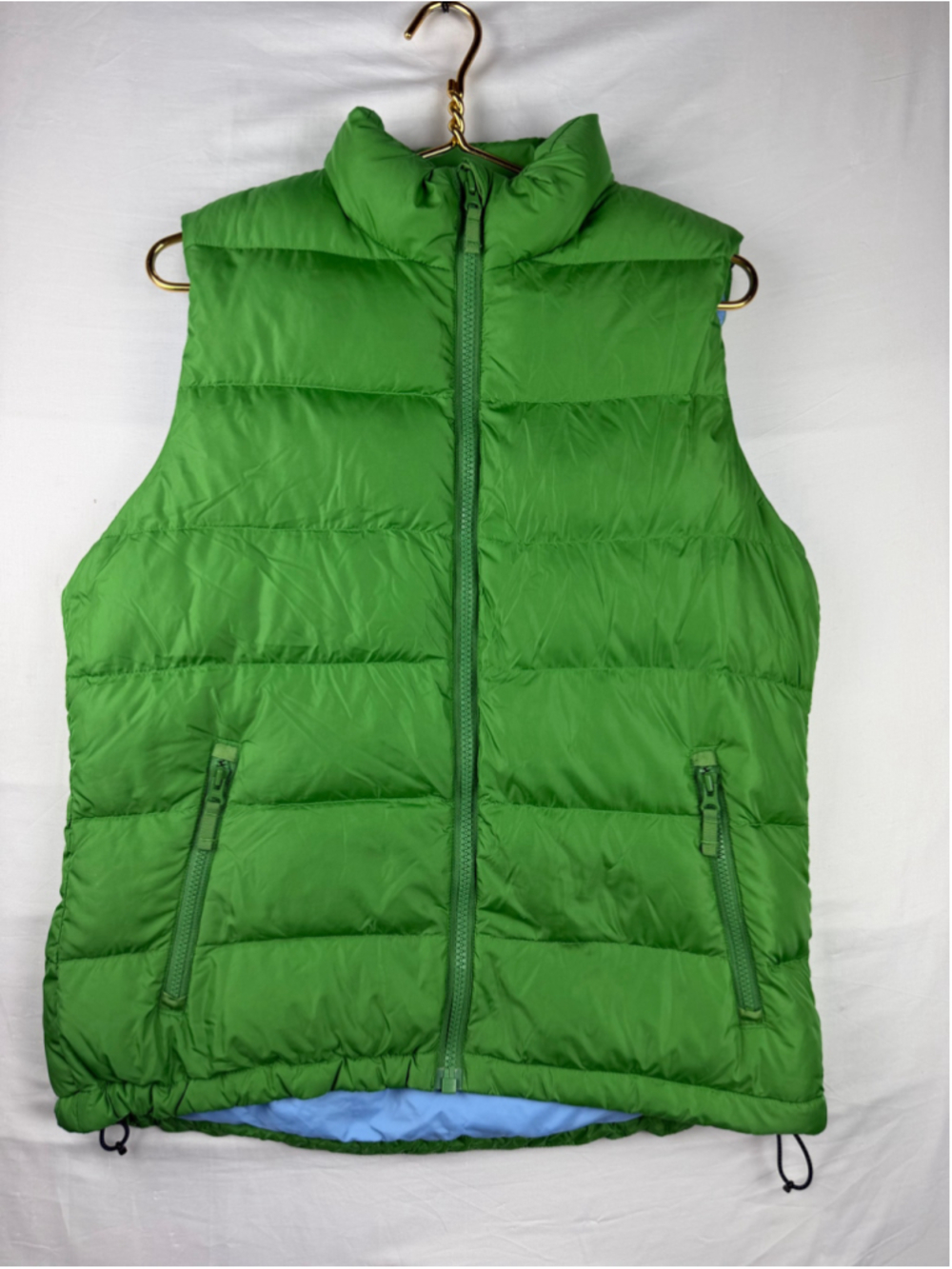Lands' End Goose Down Insulated Puffer Vest Green Blue Kids Youth Size M 10-12